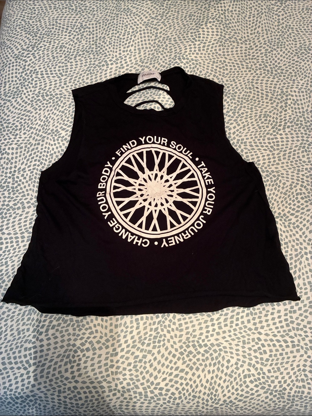 SoulCycle Black Graphic Cutout Tank Top - Find Your Soul